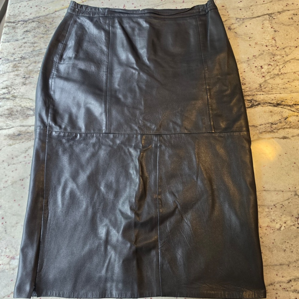 Vintage 70s Leather a- line skirt size 12
